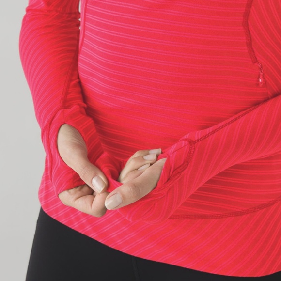 Lululemon Think Fast Pullover in Stripe Deepest Cranberry Size 8 - Picture 3 of 12